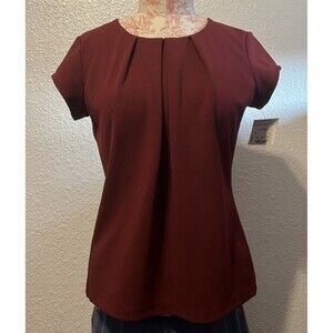 Liz Claiborne Burgundy Cap Sleeve Blouse Top Size PS